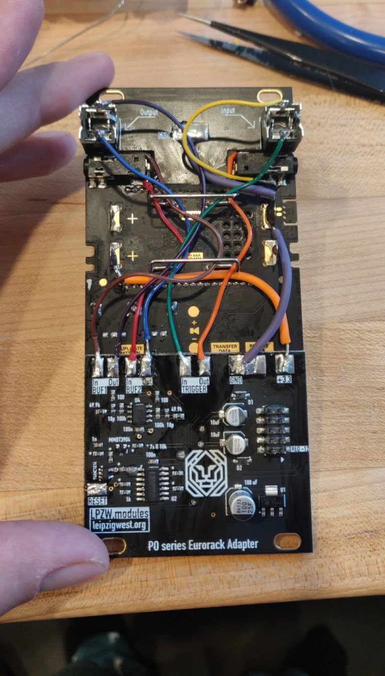 Back wiring complete on eurorack pocket operator