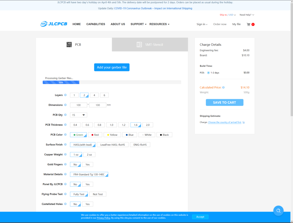 PCB Creation Landing Page